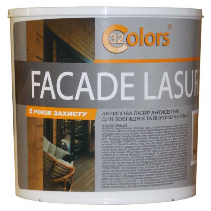 FAÇADE LASURЕ 32Color Побутова фарба-лазур для дерева для внутрішніх робіт