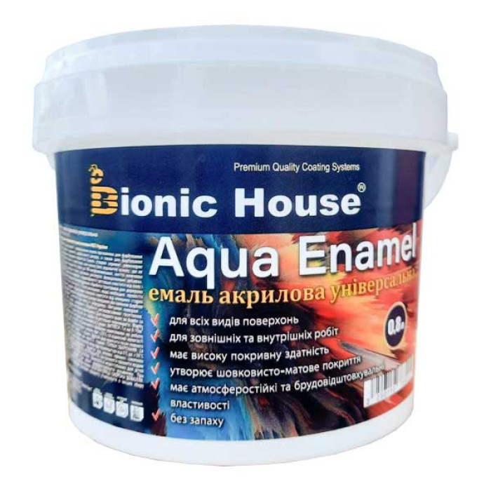 AQUA ENAMEL КОЛІРОВАНА Стійка до погодних умов та миття Емаль для дерева акрилова універсальна